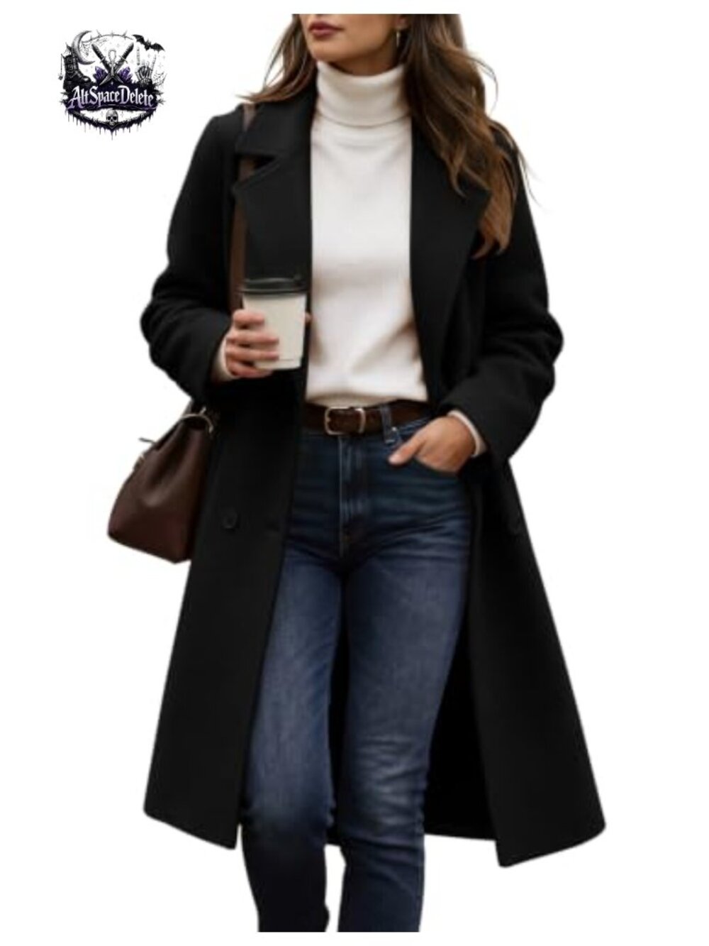 Womens Winter Peacoat Notch Lapel Double Breasted Wool Coat